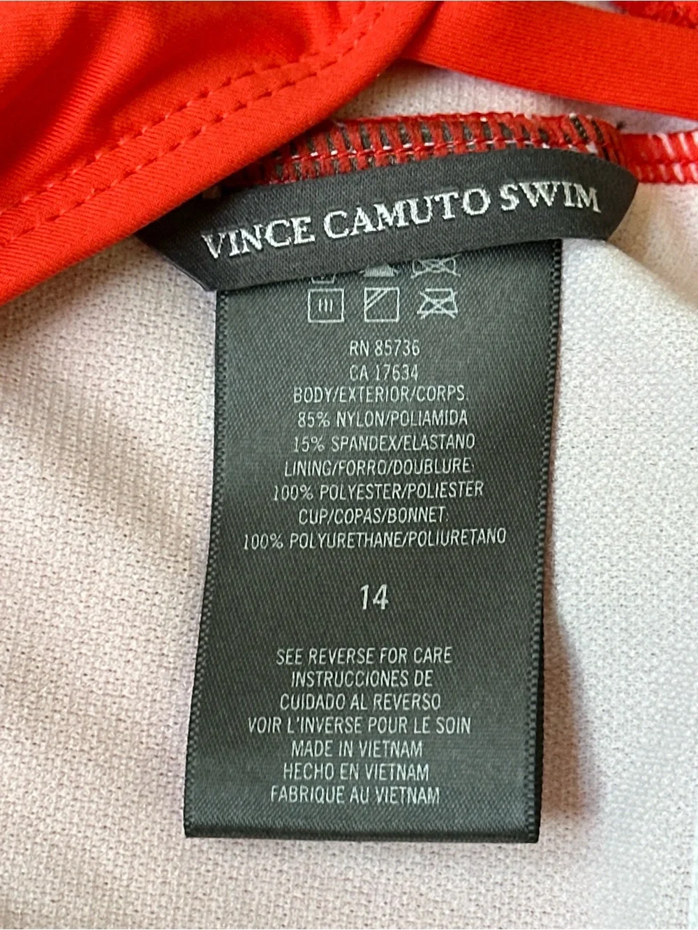 NWT Vince Camuto One-Piece Plunge Neck Swimsuit with Scrunch Bootie Koi Size 14 - Picture 11 of 11
